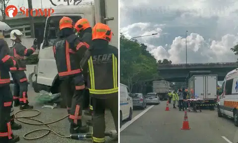 3 taken to hospital after accident involving 2 lorries on AYE | STOMP