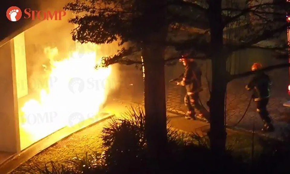 Fire involving recycling bin breaks out at covered walkway in Marsiling
