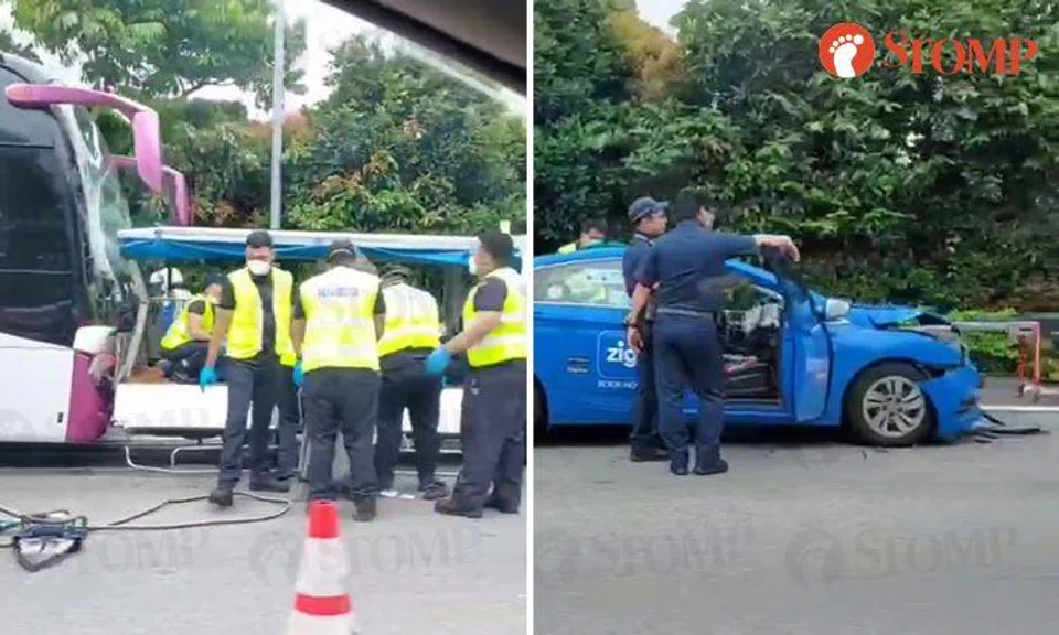 8 taken to hospital after bus, lorry, taxi and car in chain collision along CTE