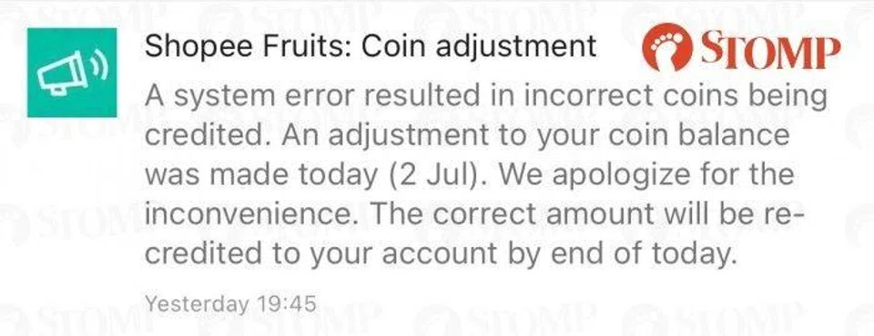 Shopee Fruits coin adjustment