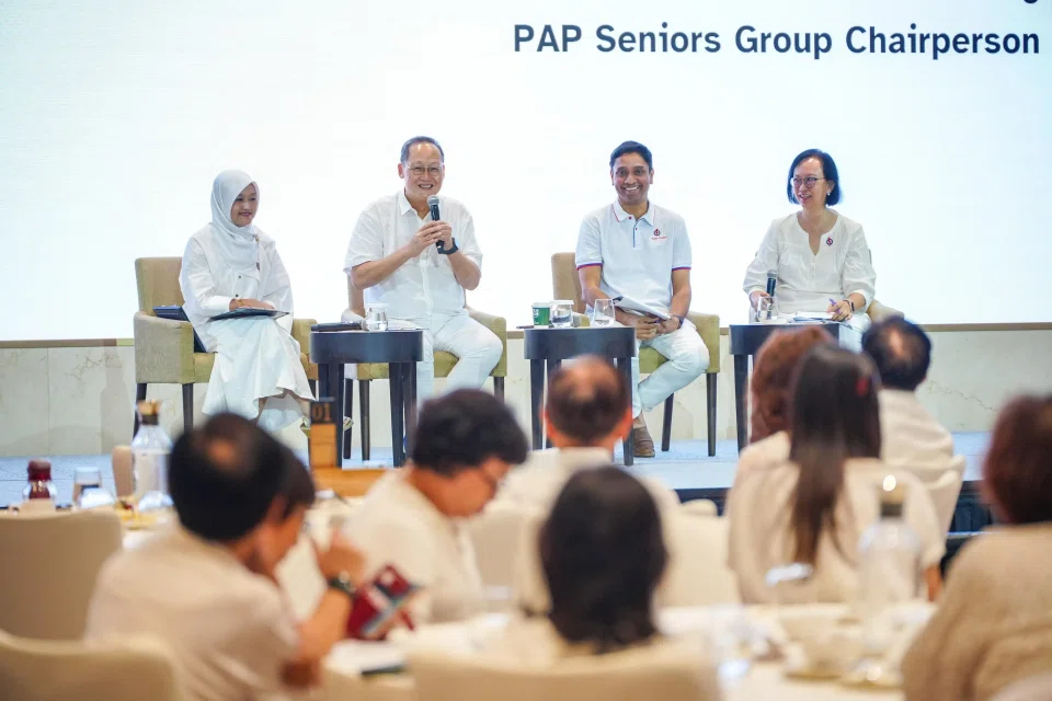 The PAP Seniors Group, chaired by Manpower Minister Tan See Leng (second from left), held a dialogue on Oct 12 attended by more than 300 people.