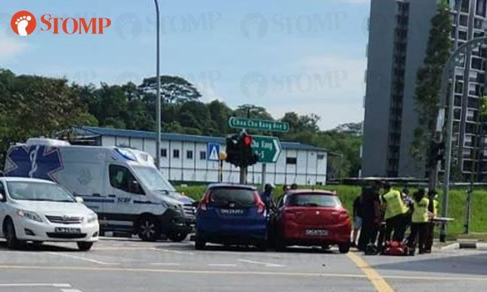Woman, 35, taken to hospital after accident involving two cars at Choa Chu Kang junction