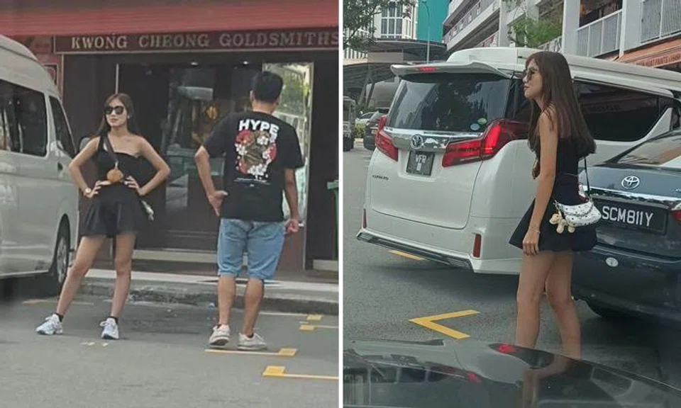 Woman chopes Chinatown parking lot with iconic pose, chases other cars away
