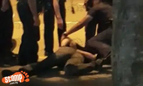 Man keeps yelling as he's getting arrested by police