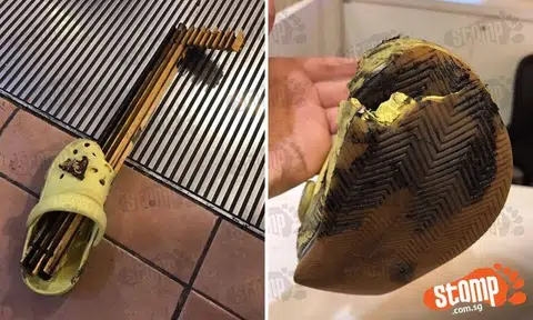 Huge metal piece from escalator pierces kid's shoe at AMK Hub -- but staff continue to let machine run