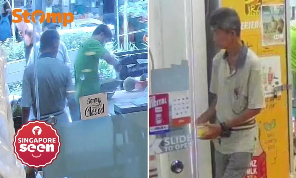man takes durian without paying at toa payoh central