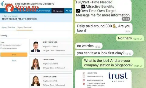 Trust Recruit: "The scammers even use our employees’ real photographs and design their own name cards."