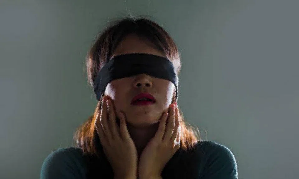 woman blindfolded
