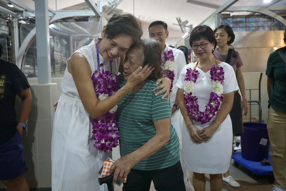 Minister for Digital Development and Information Josephine Teo and her Jalan Besar GRC teammates at Beo Crescent Market and Food Centre on May 4.