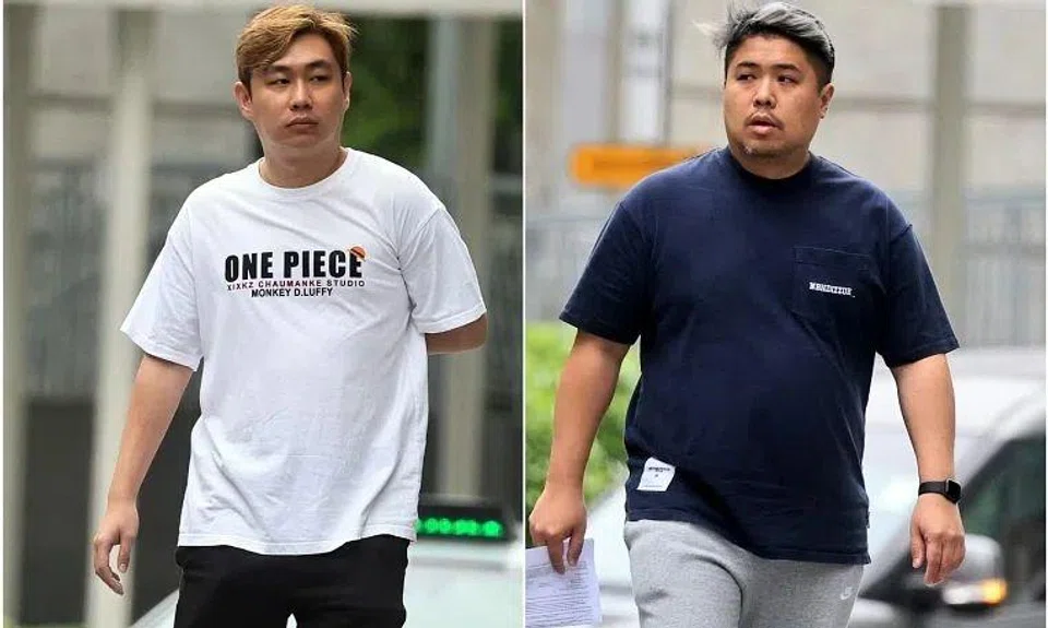 Victor Ho Sheng Liang (left) and Dennis Tan Wei Loon were each handed a cheating charge on Jan 23.