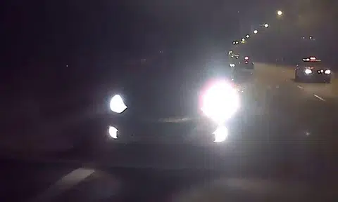 Driver SDR9500Y flashes high beam, "drives up real fast" and tailgates car