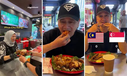 Gurmit Singh eats nasi lemak with his hands in KL, says Malaysian version better than Singapore's