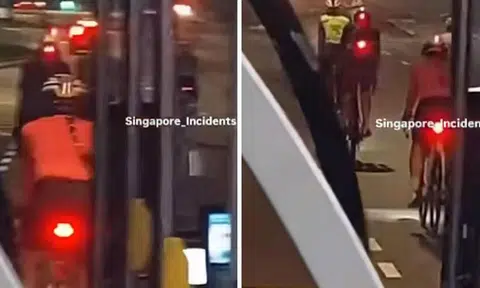 Bus trails behind cyclists hogging lane in Yio Chu Kang, netizens slam 'king of the road' behaviour