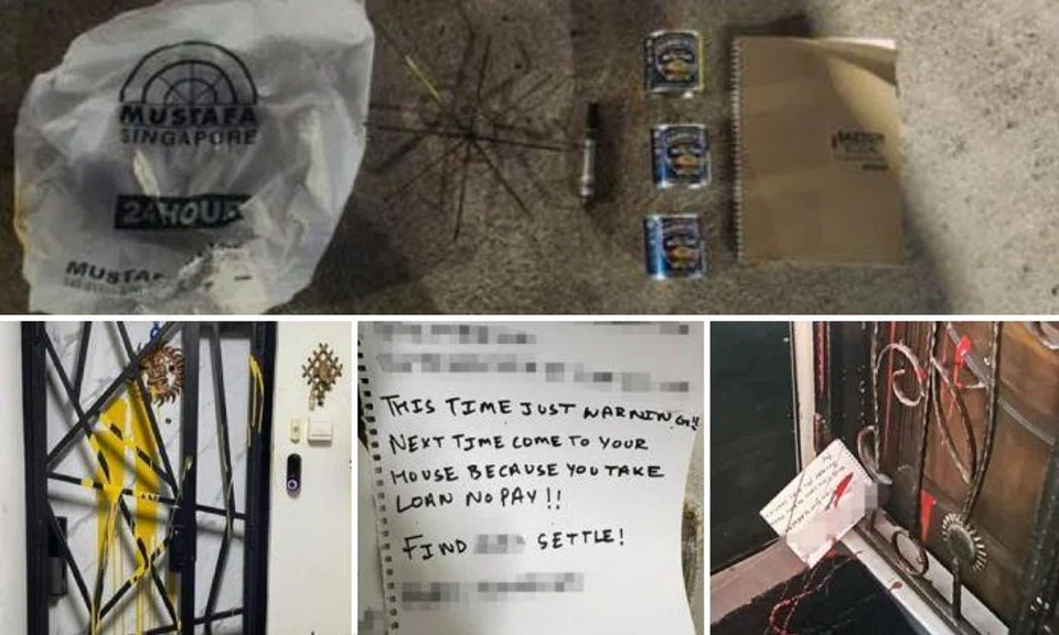 Mustafa plastic bag apparently used to carry paint, marker and notebook for loanshark harassment