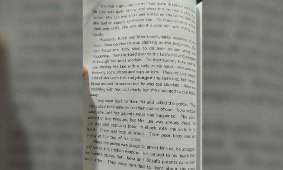 The passage that has got netizens concerned. PHOTO: COMPLAINT SINGAPORE/FACEBOOK