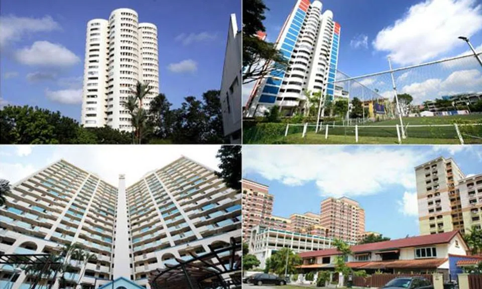 HDB flats with unusual shapes found in (clockwise from top left) Ang Mo Kio, Aljunied, Whampoa and Toa Payoh. PHOTOS AND CAPTIONS: ST
