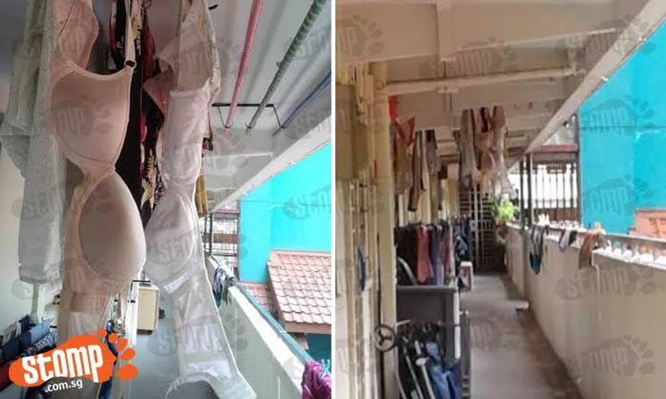 Dear Yuan Ching Rd resident, why hang your laundry in the middle of the corridor?