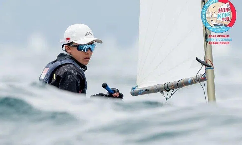 Singaporean sailor Ethan Chia comes from behind to retain his title at the Optimist Asian and Oceanian Championships in Hong Kong.