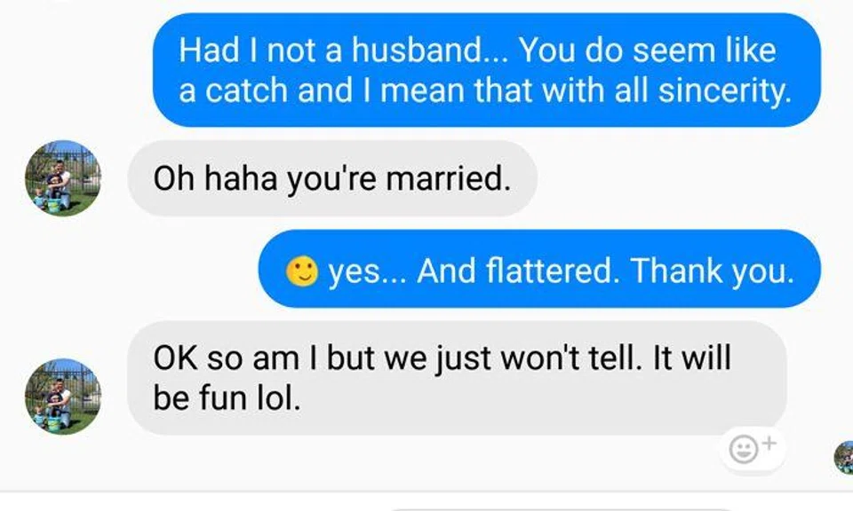 Cheating husband texts married woman -- but did not expect her response