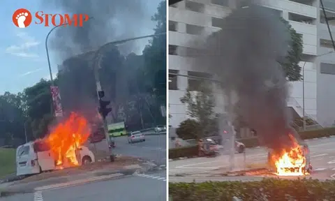 Nissan van catches fire on zebra crossing near Nex: 'There were a few mini explosions'