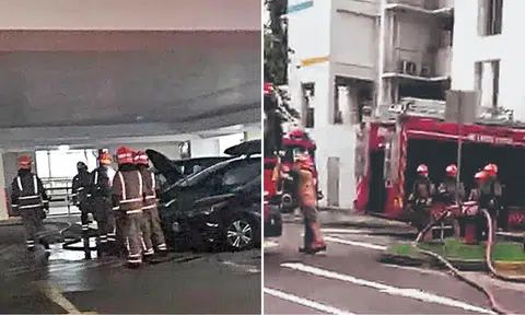 Passers-by put out fire as car bursts into flames at Sengkang multi-storey carpark