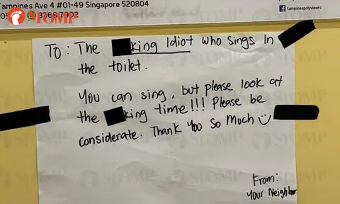 Vulgar note taped to Tampines lift tells resident to be considerate about singing at odd hours