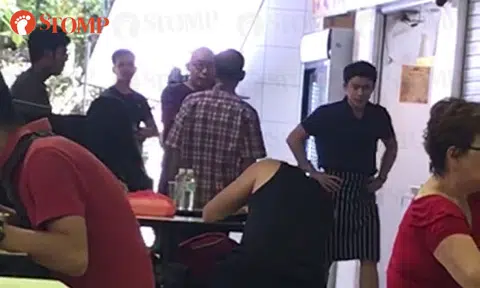 Actor Daren Tan seen filming at Hougang hawker centre