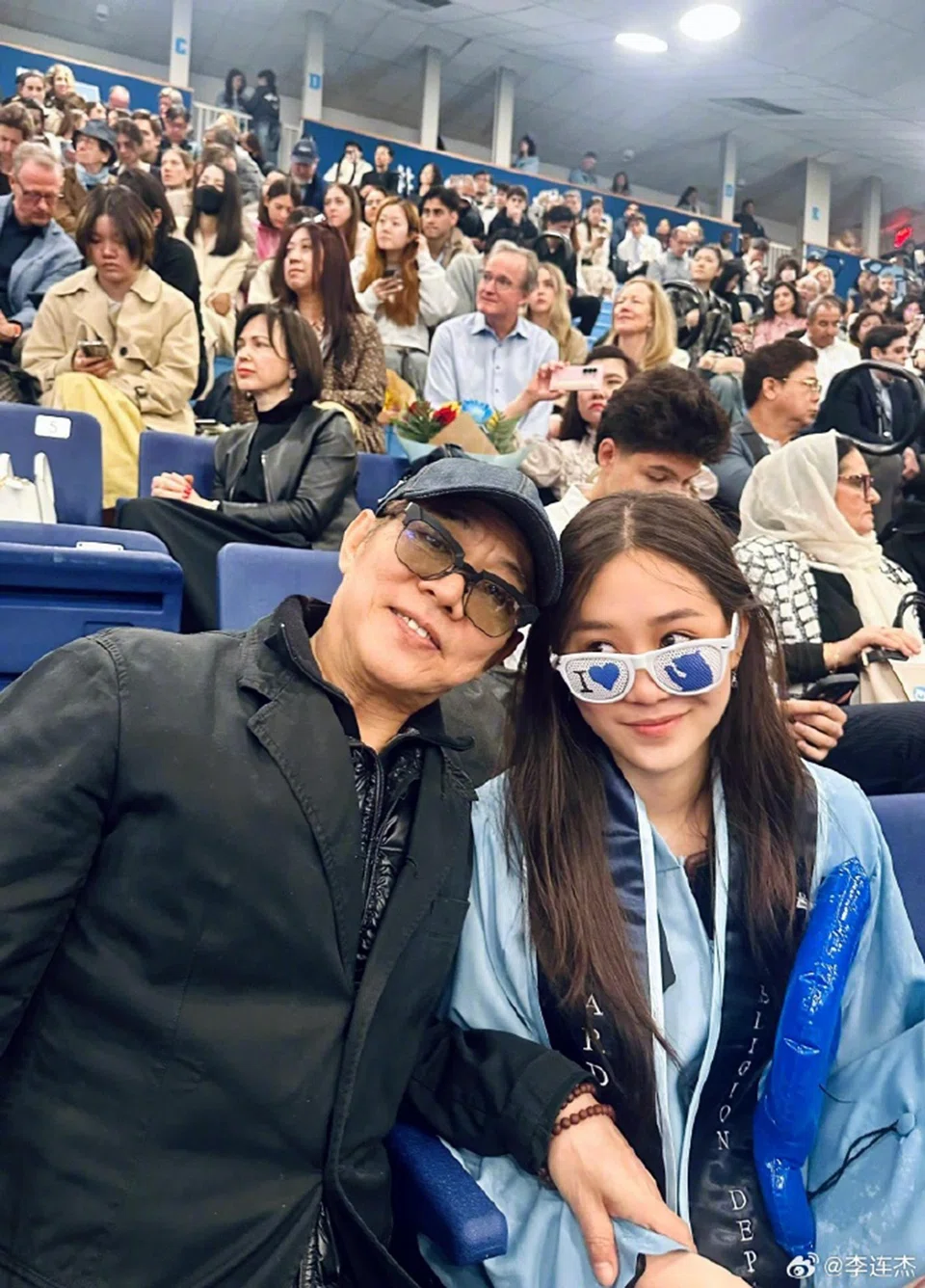 Jet Li (left) shares a photo of himself with his daughter Jada.