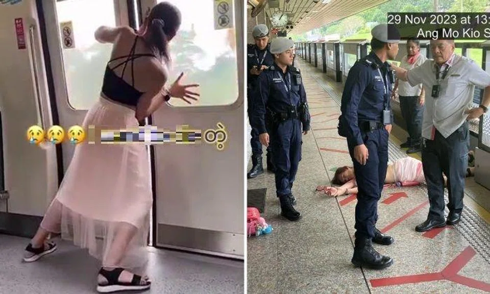 In videos circulating online, a passenger can be seen wrestling with the sliding doors of what appears to be a train in transit on the North-South line. 