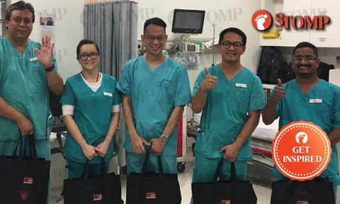 Stomp gives 'Goody Bags' to heroic emergency team from Farrer Park Hospital: "Stop looking, start doing"