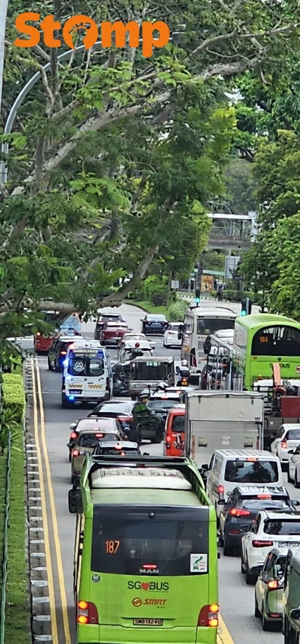 Traffic congestion after accident in Bukit Panjang