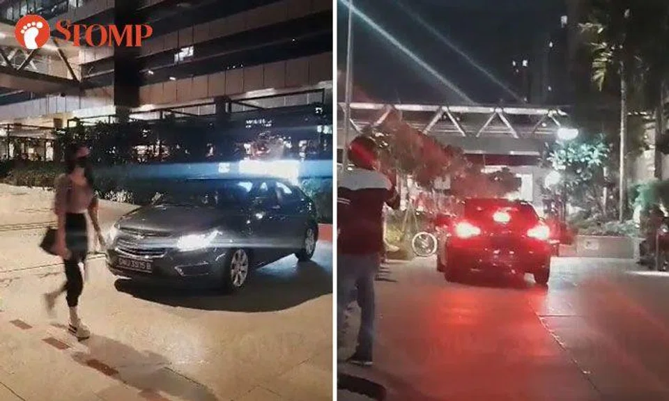 Chevrolet shocks pedestrians by travelling on walkway outside Paya Lebar Quarter