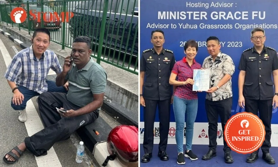 Stomper Sin had assisted in the accident involving a motorcycle and a taxi on Jan 11. The award was presented by Minister for Sustainability and the Environment Grace Fu.