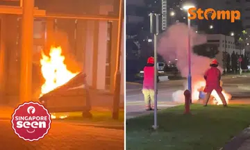 Recycling bin fire at Boon Keng Road