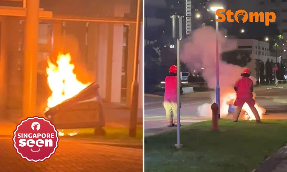 Recycling bin fire at Boon Keng Road