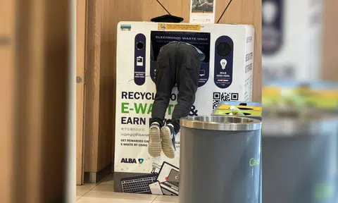 A man was allegedly seen diving into an e-waste bin at Causeway Point.