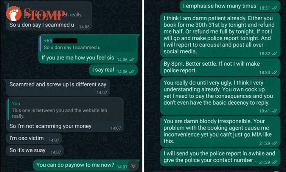 Woman plays victim card, goes MIA after allegedly cheating Carousell user of $818 in hotel scam