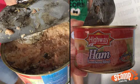 First milk powder, now mouldy luncheon meat? Woman gets the fright of her life after opening can