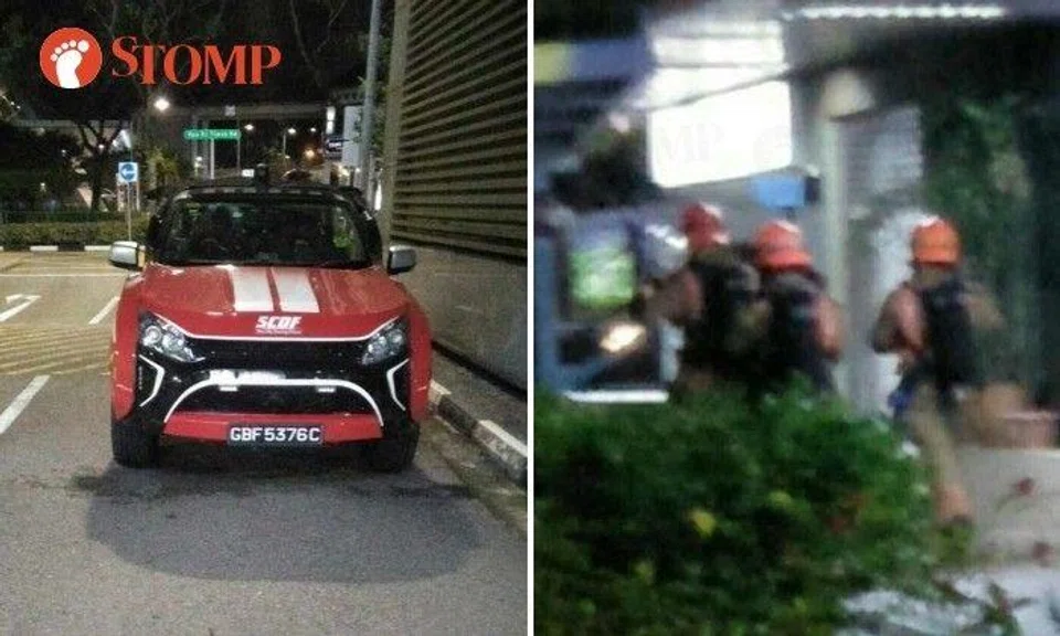 Stomper Raven shared a video and photos of Singapore Civil Defence Force (SCDF) vehicles outside an entrance to the Beauty World MRT station on the Downtown line.