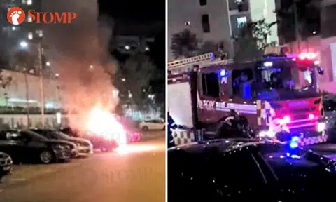 Car bursts into flames at Yishun Avenue 9 carpark