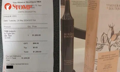 Stomper Amos shared a photo of a receipt dated May 28 from a shop called The Mineral Boutique for a product called Instantly Tight Under Eye Elasticity Aid Express.