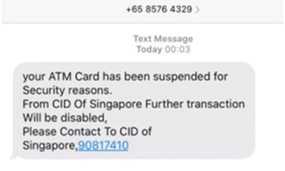 Received an SMS from 'CID of Singapore'? It's a scam
