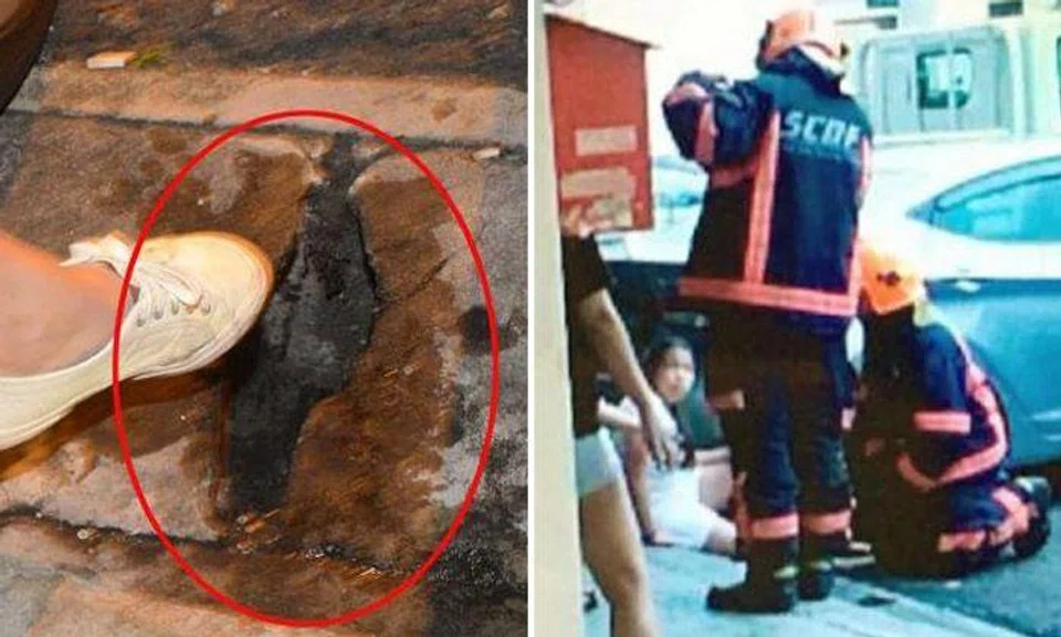Girl trapped for 40 mins after leg gets stuck in concrete slab along Joo Chiat Road