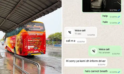 Woman in tears after getting trapped in luggage compartment of bus in JB