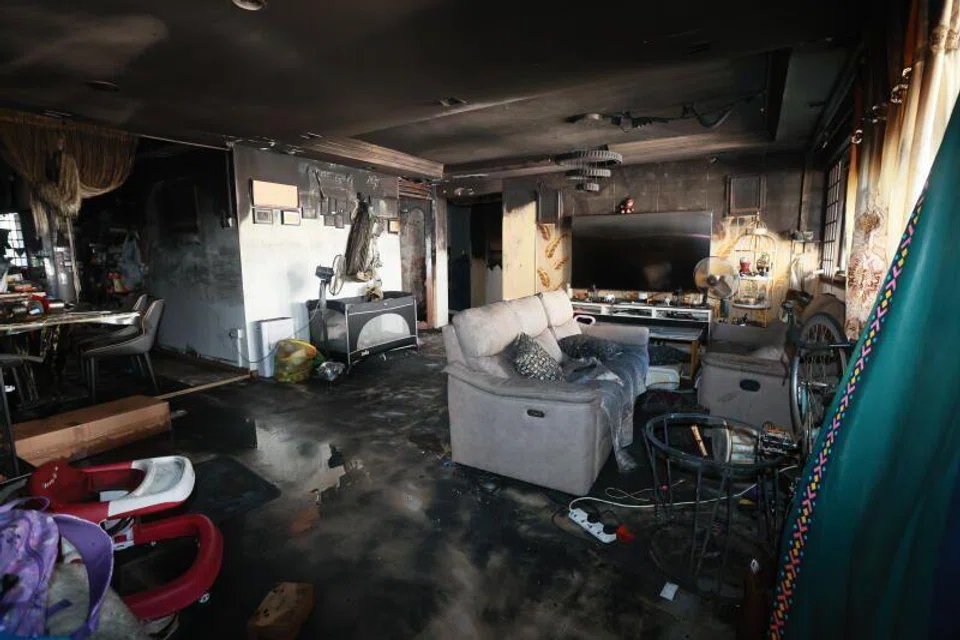 A fire broke out in a fourth-storey flat of Block 422 Tampines Street 41