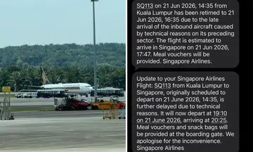 Flight SQ113 was scheduled to take off at 2.35pm on June 21, but departed only at 8.27pm.