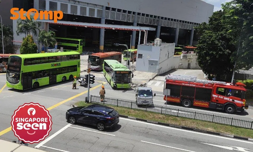 Accident involving 2 SBS Transit buses and a car near Ang Mo Kio Bus Interchange