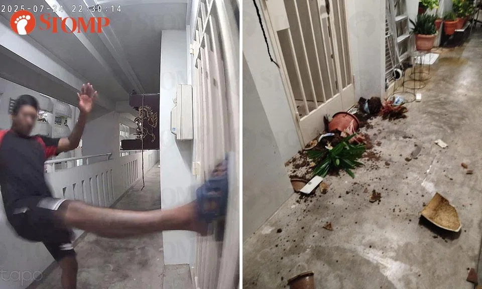 Woman alarmed after stranger screams, kicks door, and damages CCTV at Sengkang rental flat