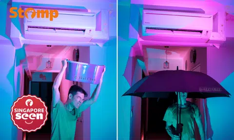 Tengah resident posts Halloween-themed pics with his 'spooky' air-con to mark anniversary of 'waterfall'