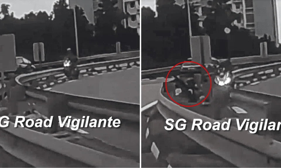 A 27-year-old motorcyclist was sent flying over a road barrier while navigating a bend along Clementi Avenue 6.